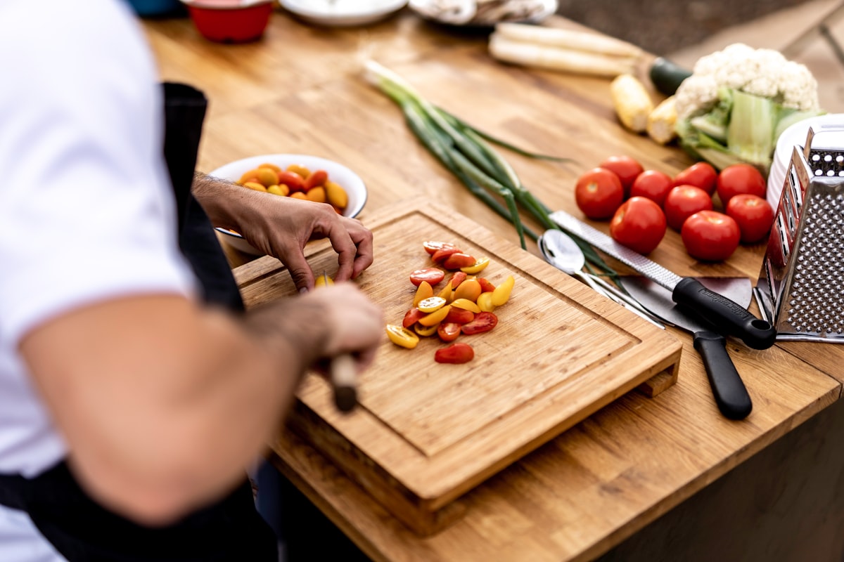 Plant-based meal preparation in the kitchen
