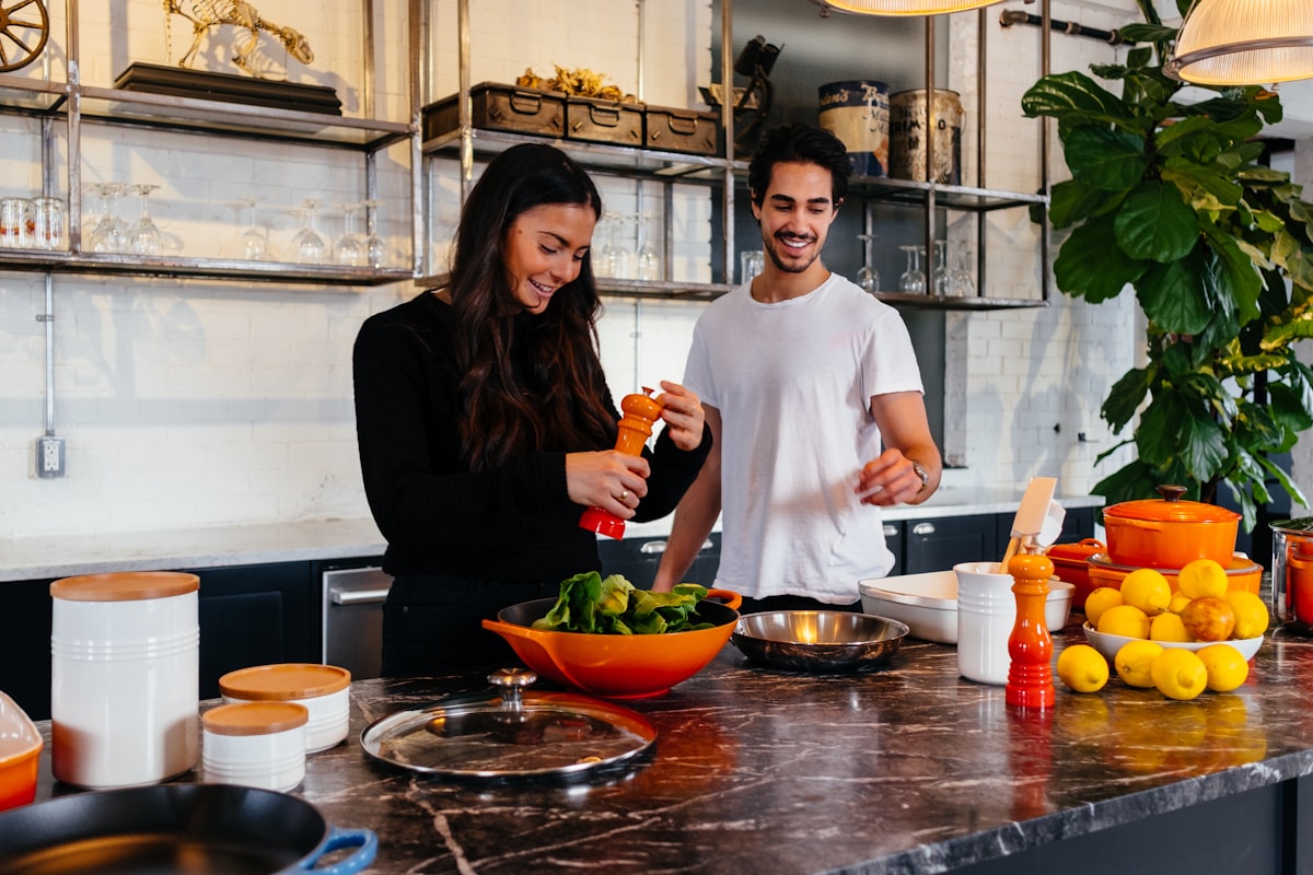Students enjoying plant-based feast